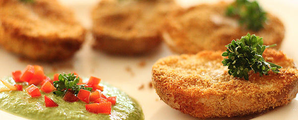 Jubiläumsmenü Vorspeise: Pikante Grillkartoffel mit Koriandercreme