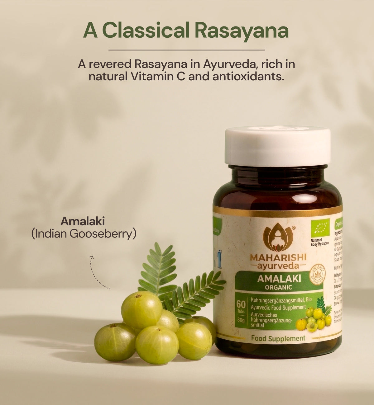 Amalaki Organic supplement with fresh Indian gooseberries