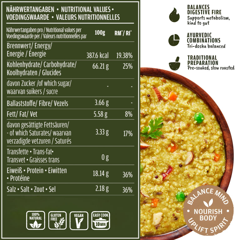 Gelbe Linsen –Multi-Hirse Khichdi