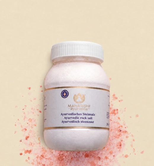 Ayurvedisches Steinsalz im Produktglas mit Himalaya-Salz